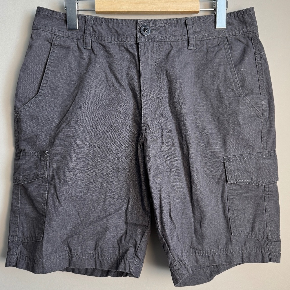 Columbia Men's 30 Cotton Canvas Cargo‎ Shorts Gray Outdoor Hiking Camping Casual
